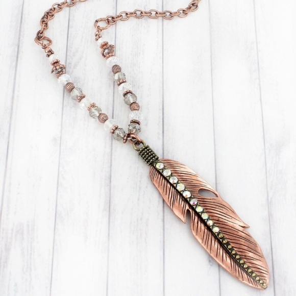 Jewelry - Burnished Coppertone Feather Necklace